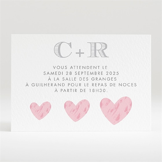 Carton d'invitation mariage coeur et initiales