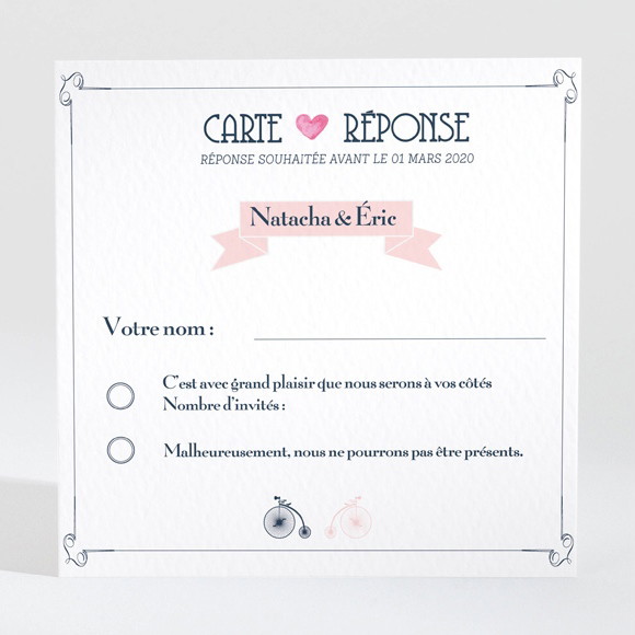 Carton réponse mariage Symboles réf.N300640