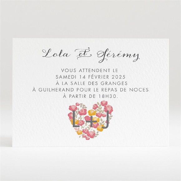 Carton d'invitation mariage Un Coeur en fleurs réf.N120314