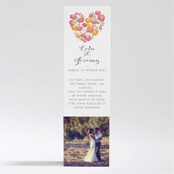 Remerciement mariage Un Coeur en fleurs réf.N200328