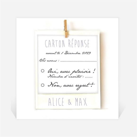 Carton réponse mariage Photo polaroid réf.N300657