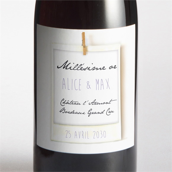 Etiquette de bouteille mariage Photo polaroid réf.N300658