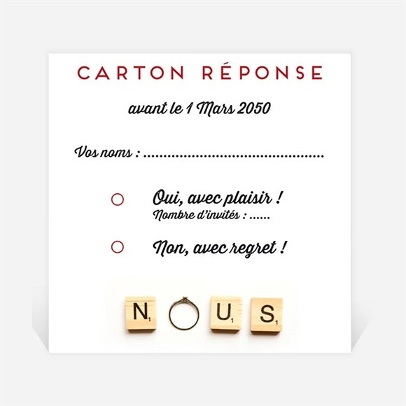Carton réponse mariage Jeux vintage réf.N300663