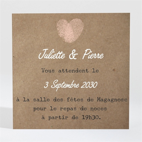Carton d'invitation mariage Nos empreintes réf.N300671