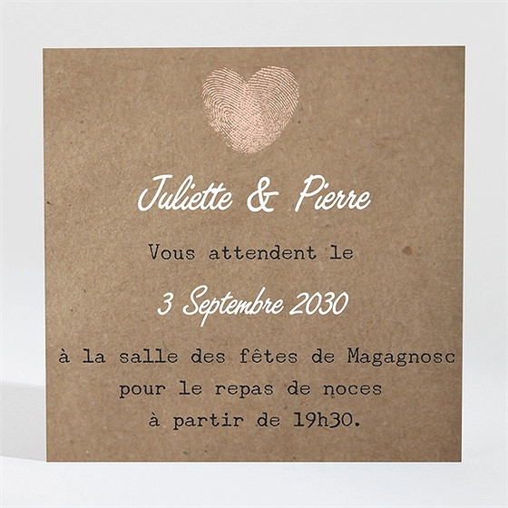 Carton d'invitation mariage nos empreintes