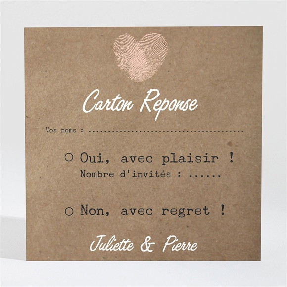 Carton réponse mariage Nos empreintes réf.N300672