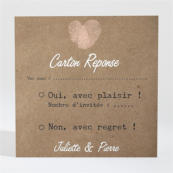 Carton réponse mariage nos empreintes