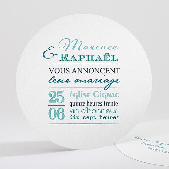 Faire-part mariage jeu de typographies