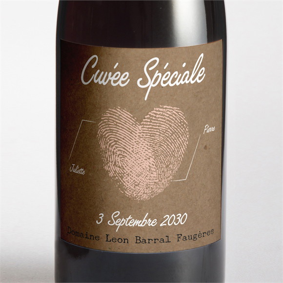 Etiquette de bouteille mariage Nos empreintes réf.N300673