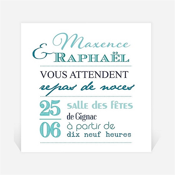 Carton d'invitation mariage jeu de typographies