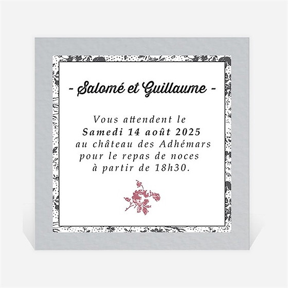 Carton d'invitation mariage gris et violet photo