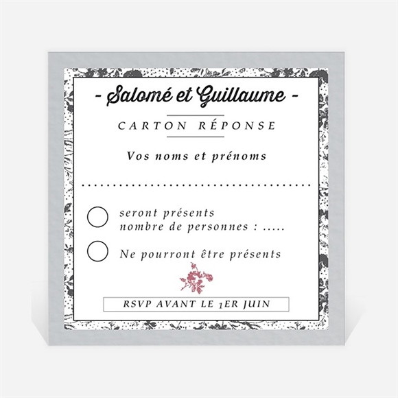 Carton réponse mariage Gris et violet photo réf.N300690