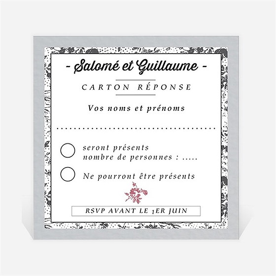 Carton réponse mariage gris et violet photo