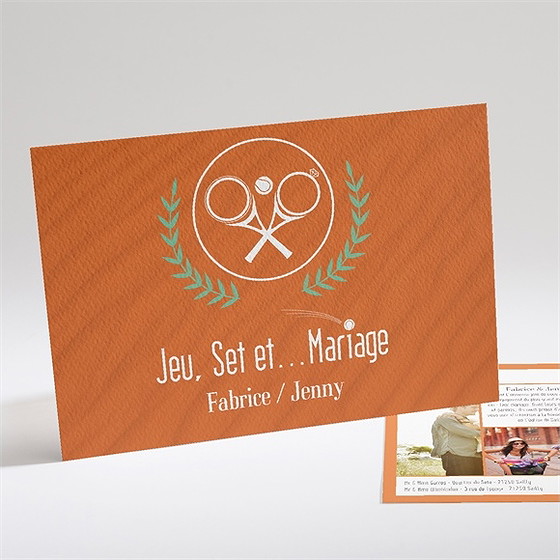 Faire-part mariage note partie de tennis