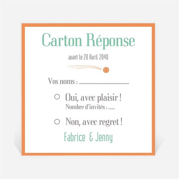 Carton réponse mariage Note partie de Tennis réf.N300699