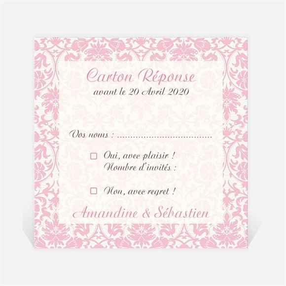 Carton réponse mariage Motifs baroques réf.N300711