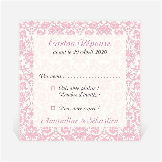Carton réponse mariage motifs baroques