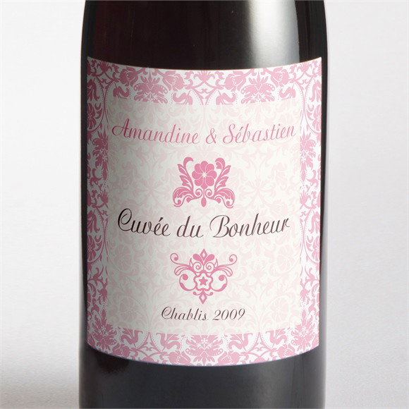 Etiquette de bouteille mariage Motifs baroques réf.N300712