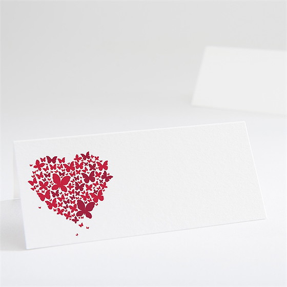 Marque-place mariage papillons en coeur