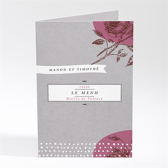 Menu mariage gravure originale tendance