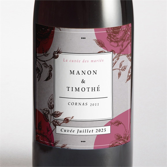 Etiquette de bouteille mariage Gravure originale tendance réf.N300718