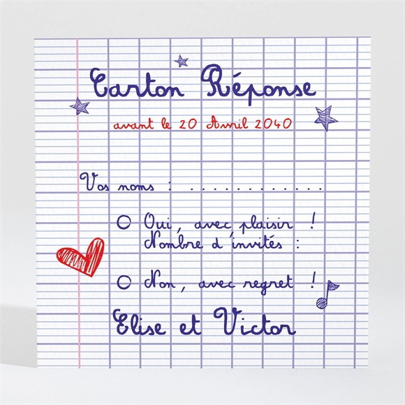 Carton réponse mariage Les écoliers réf.N300726