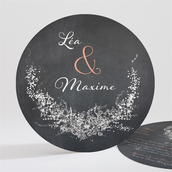 Faire-part mariage Ardoise ronde réf.N32175