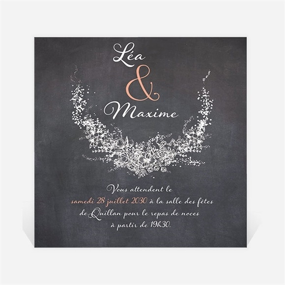 Carton d'invitation mariage Ardoise ronde réf.N300722