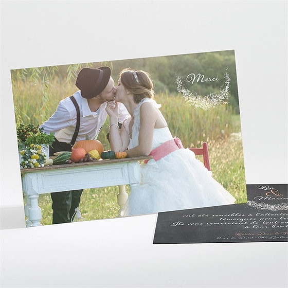 Remerciement mariage ardoise ronde