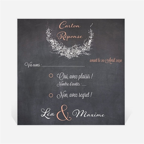 Carton réponse mariage Ardoise ronde réf.N300723