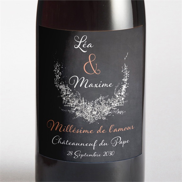 Etiquette de bouteille mariage Ardoise ronde réf.N300724