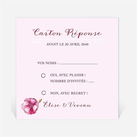 Carton réponse mariage belle romance