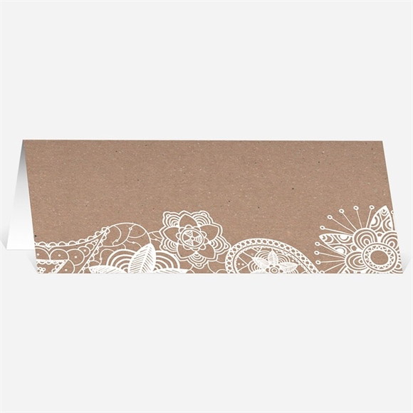 Marque-place mariage Kraft dentelle blanche réf.N440449
