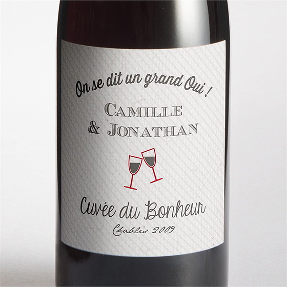 Etiquette de bouteille mariage photo couleurs vintage