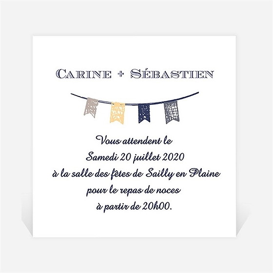Carton d'invitation mariage avec fanions