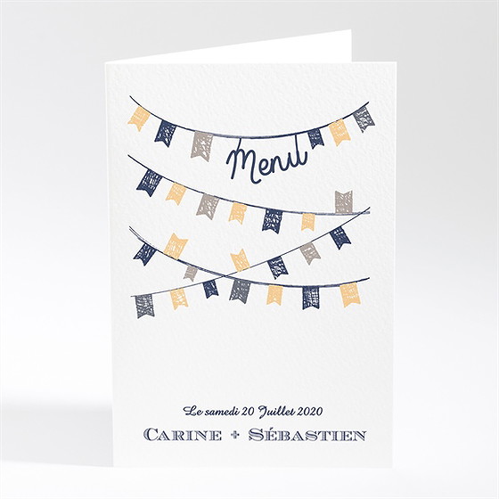 Menu mariage avec fanions