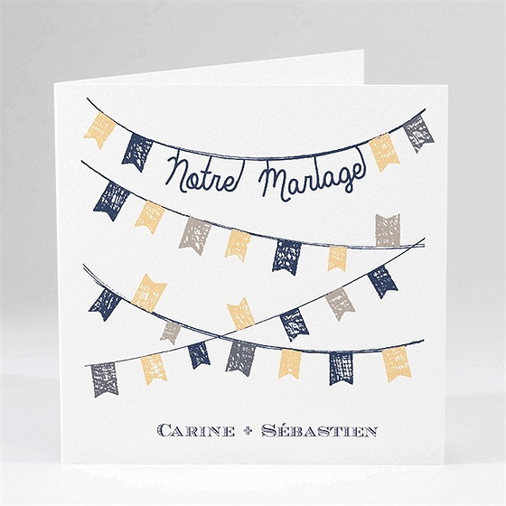 Faire-part mariage avec fanions