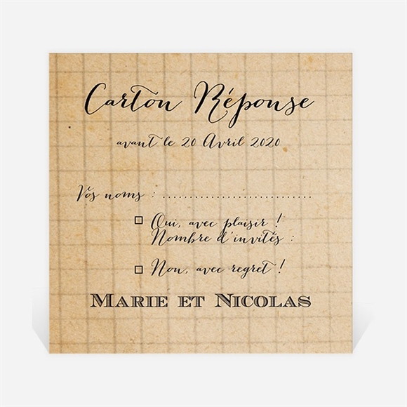Carton réponse mariage A la craie A jamais réf.N300756