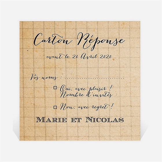 Carton réponse mariage a la craie a jamais
