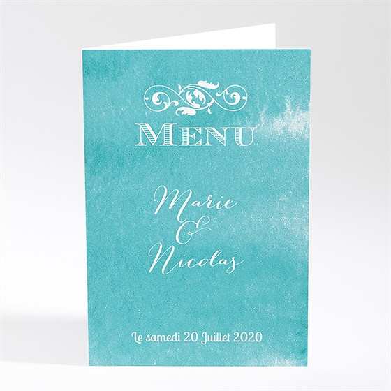 Menu mariage touche d'aquarelle