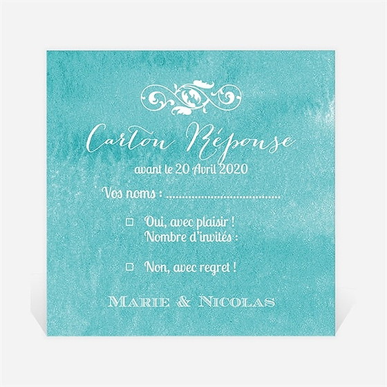 Carton réponse mariage touche d'aquarelle