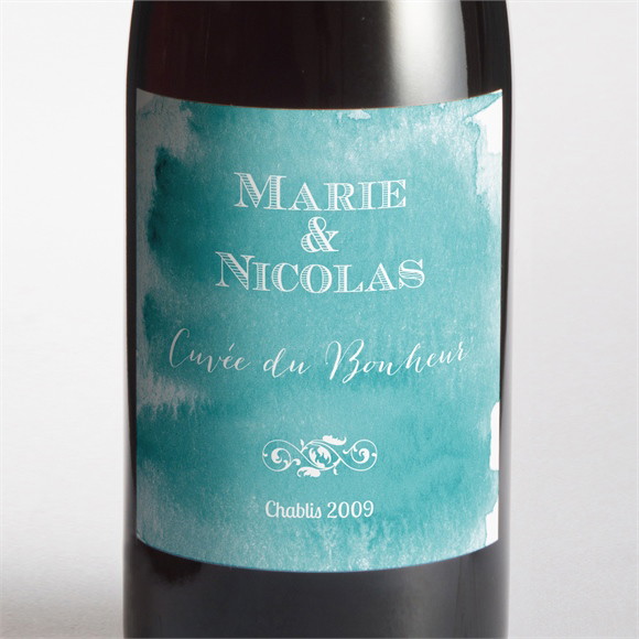 Etiquette de bouteille mariage Touche d'aquarelle réf.N300760