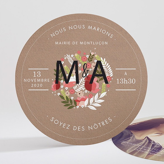 Faire-part mariage esprit campagne chic