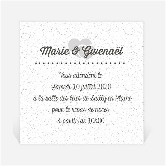 Carton d'invitation mariage gravure blanche originale