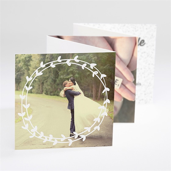 Remerciement mariage gravure blanche originale