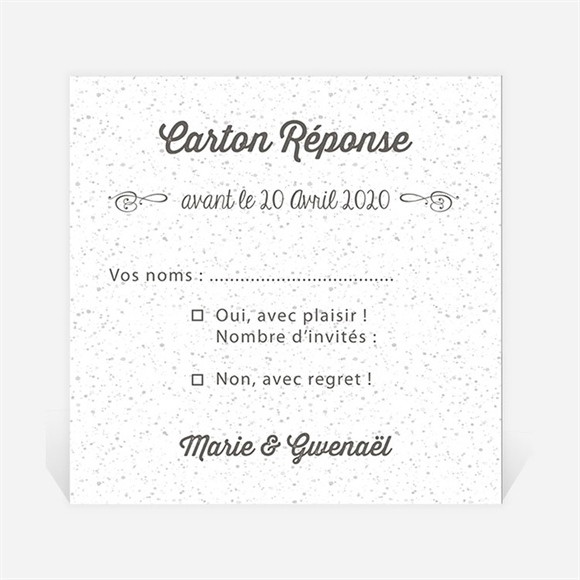 Carton réponse mariage Gravure blanche originale réf.N300771