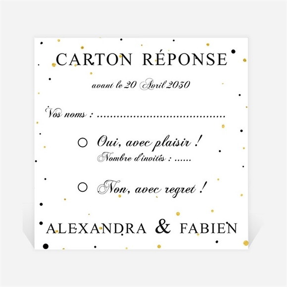 Carton réponse mariage Alliances scintillantes réf.N300777