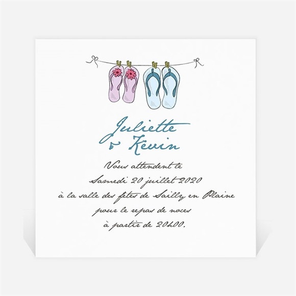Carton d'invitation mariage En Tongs ! réf.N300782