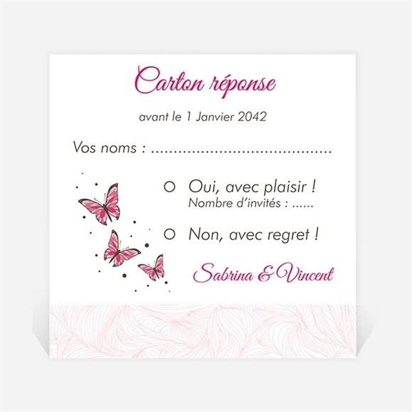 Carton réponse mariage Notre Métamorphose réf.N300780
