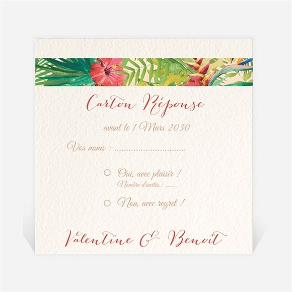 Carton réponse mariage Nos Tropiques réf.N300786